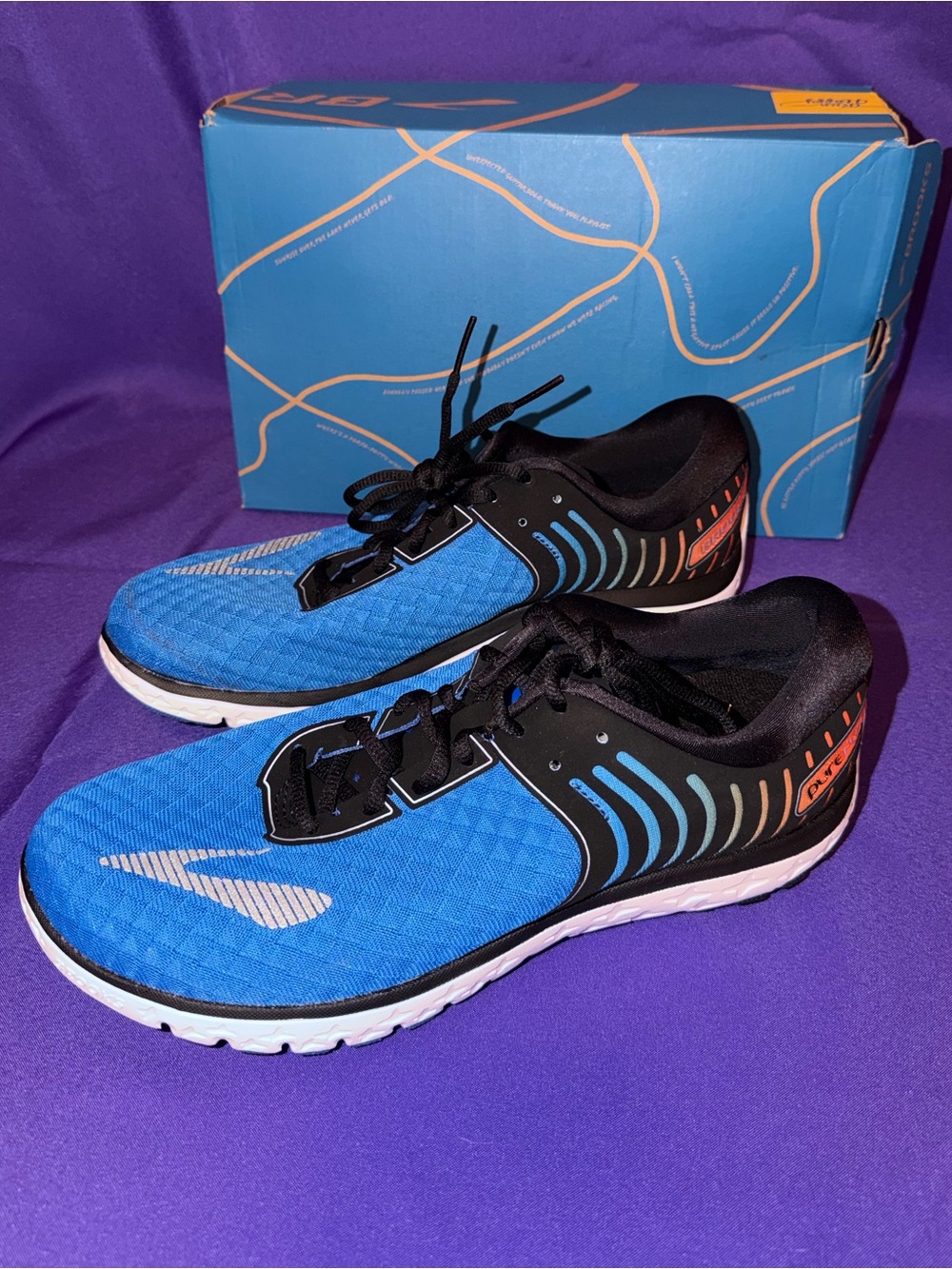 New Brooks PureFlow Men's Running Shoes in Blue & Black Size 10.5